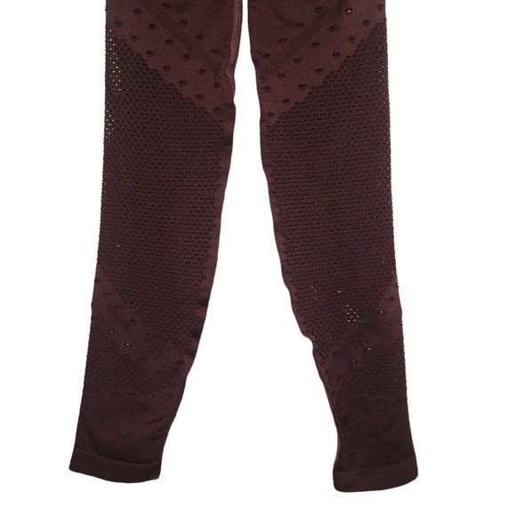 Victoria's Secret Sport Leggings Perforated Lacey Seamless Mesh Burgundy Wine - Picture 5 of 7